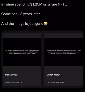 NFT meme about a $1.25M NFT image loss