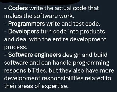 Software development roles compared