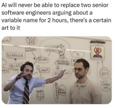 Two senior software engineers arguing about a variable name
