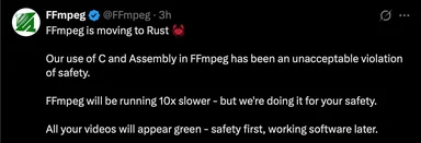 FFmpeg moving to Rust meme