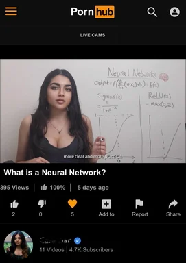a woman in a black top standing in front of a whiteboard with neural network equations