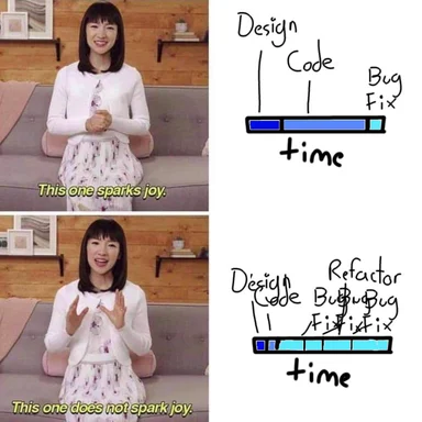 meme about developer joy in coding and bug fixing