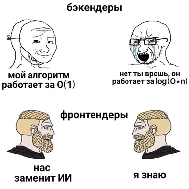 Мемашка про бэкендеров и фронтендеров