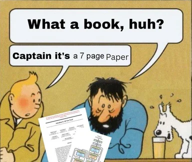 Tintin comic strip characters react to a 7-page paper