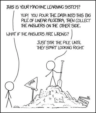 stick figure illustration of machine learning system joke