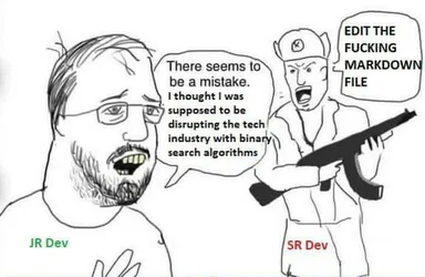 JR Dev vs SR Dev binary search algorithms vs edit markdown file