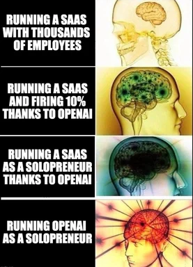 meme comparing saas management stress with and without openai