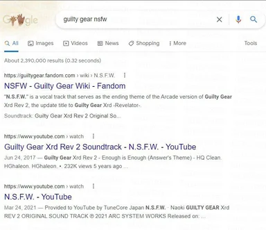Guilty Gear NSFW Google search results screenshot