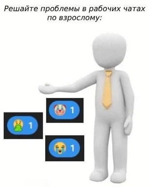 A 3D figure in a yellow tie gesturing towards three reaction emojis with the number 1 on them.