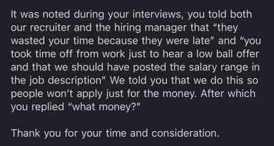 job interview response with a punchline