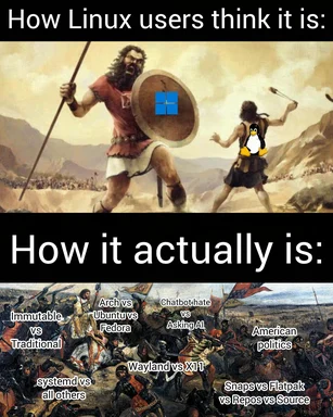 Linux users battle meme