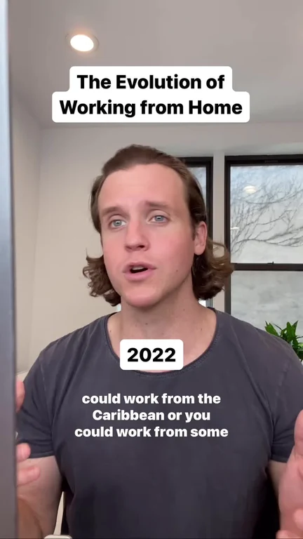 man in gray t-shirt talking about evolution of working from home