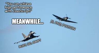a meme comparing performance of programming languages