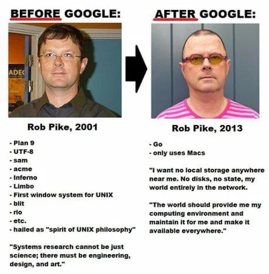 Rob Pike before and after Google