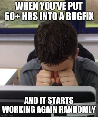 programmer frustrated with bugfix