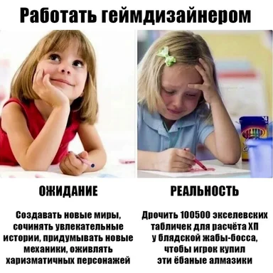 Работать геймдизайнером - expectations vs reality