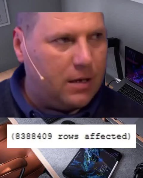 Man reacting to database query results