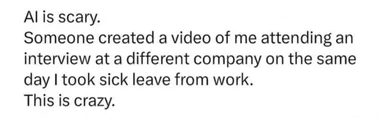 AI-generated video of employee interview on sick leave