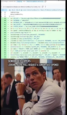 Senior developers looking at a junior's pull request with concern