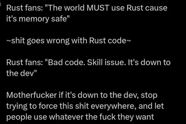 Rust programming language fan reaction meme