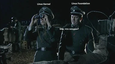 Two soldiers in dark uniforms and helmets, one looking through binoculars, the other looking to the side with a caption in Russian.