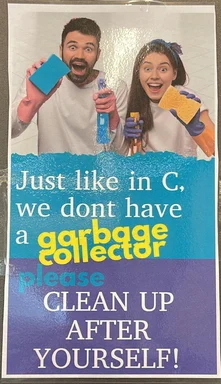 humorous poster about cleaning up after yourself with a programming twist