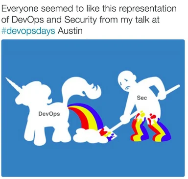 DevOps unicorn and Security person meme