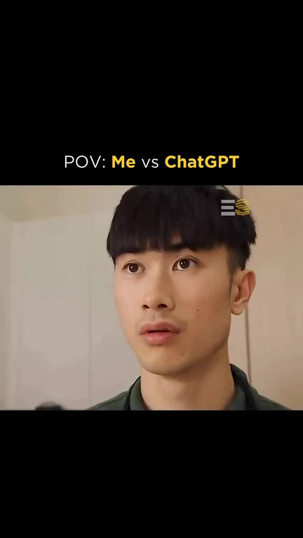 Man looking surprised with text 'POV: Me vs ChatGPT'