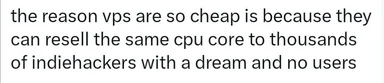 Text about VPS pricing and indiehackers