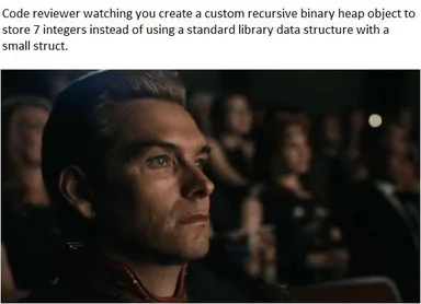 Code reviewer watching you create a custom recursive binary heap object