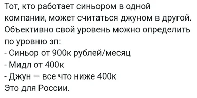 russian text about developer salary levels