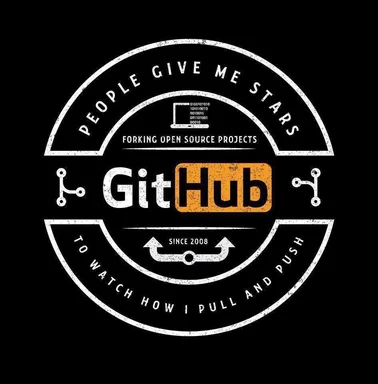 GitHub logo with text 'People give me stars forking open source projects to watch how I pull and push'