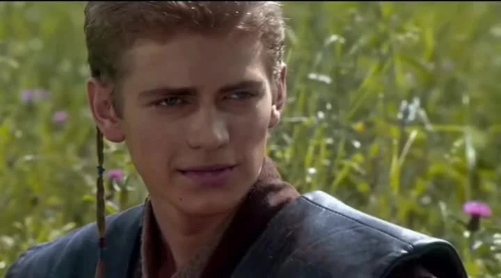 Anakin Skywalker looking sideways with a questioning expression