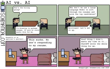 AI vs AI comic strip about job hiring process