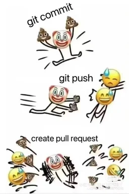 Git commit, push, and pull request meme