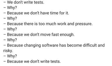 A developer conversation about not writing tests