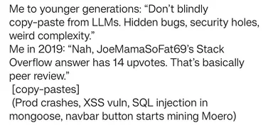 humorous text about developer life and stack overflow