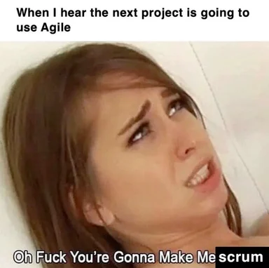 woman reacting in shock or disgust to agile project management