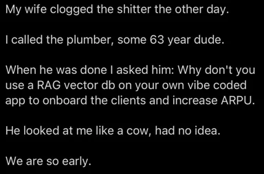 humorous text about a conversation between a homeowner and a plumber