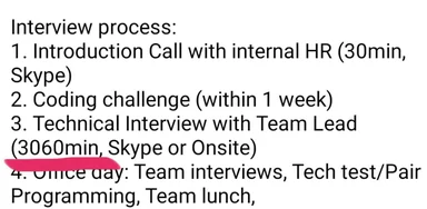 interview process steps with red mark on onsite day