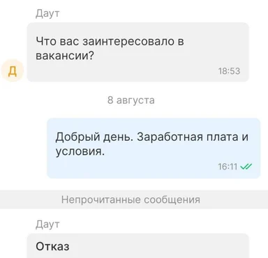 job interview chat screenshot