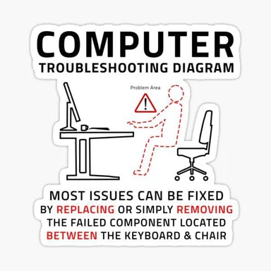 humorous computer troubleshooting diagram meme