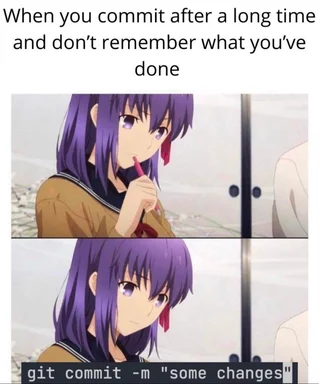 meme about committing code changes after a long time