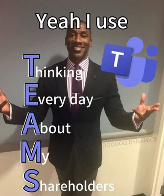 man in suit with text about thinking about shareholders