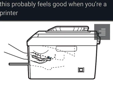 a drawing of a printer with a burrito inside