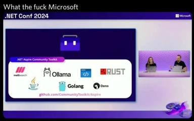 Microsoft .NET Conf 2024 presentation slide with a shocked expression