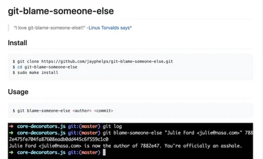 git-blame-someone-else meme with Linus Torvalds quote