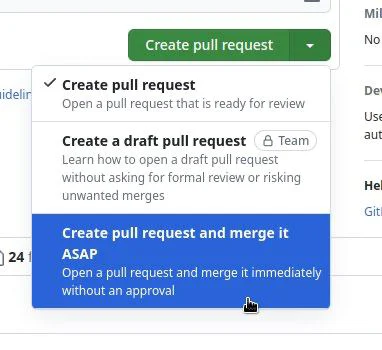 Create pull request and merge it ASAP meme