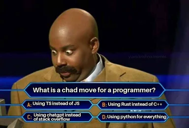 Kevin Hart looks surprised in a game show with a quiz about chad moves for programmers