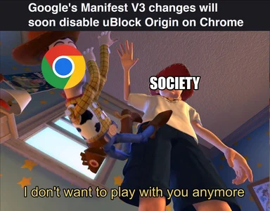Google chrome logo as woody from toy story being rejected by a girl